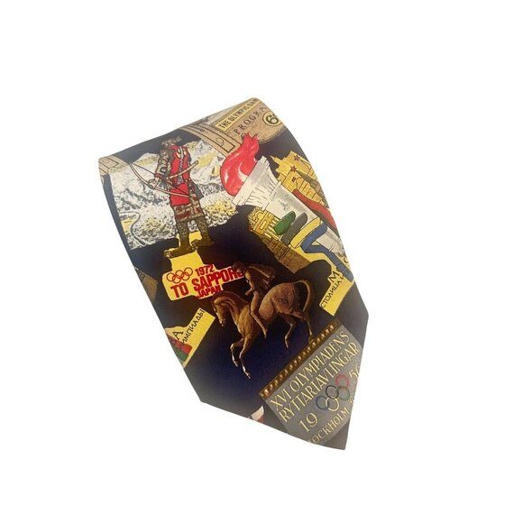 Vintage Atlanta Olympic Games Collection Silk Neck Tie Iconic Events & Symbols - Picture 1 of 6